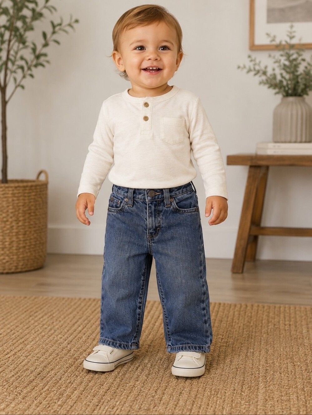 Old Navy Baby Infant Denim Blue Jeans Unisex 18-24 Months Straight Leg Cute EUC